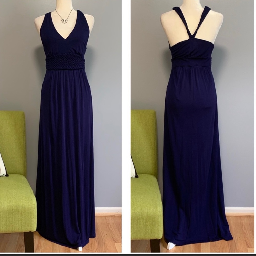 Anthropologie Maeve Yuma Navy Maxi Dress C6